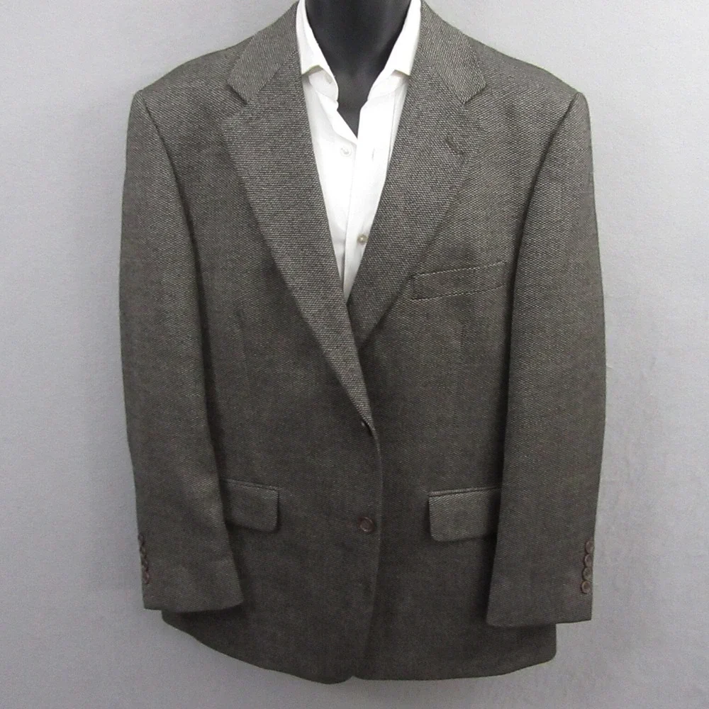 Oak Creek Sport Coat 42S Gray Birdseye Tweed Single Vent 100% Lambswool